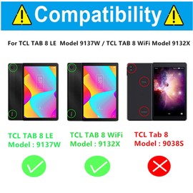 HminSen Protective Case for TCL Tab 8 LE Tablet 8.0 Inch, Kid-Friendly Silicone Adjustable Stand Cover for TCL Tab 8 WiFi/8V/8 Plus (Models 9137W/9132X) (Black)