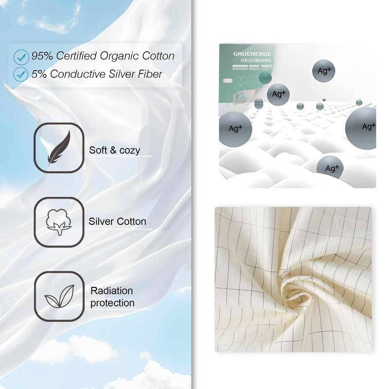 Grounding Bed Sheets King with 15ft Grounding Cable Conductive Grounding