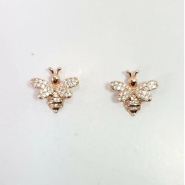 Fashion Jewelry E0640 Dainty Rose Gold Tone Cubic Zirconia CZ Honey Bumble Bee Stud Earrings