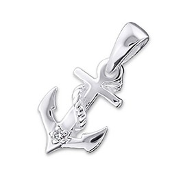 Laimons Women's Anchor Pendant 20 mm with Zirconia Shiny 925 Sterling Silver