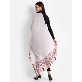 Zamour Women Large Kani Scarf Wrap Faux Pashmina Pure Wool, Indian Oversized Super Soft Winter Scarves Stole Shawl (Offwhite)