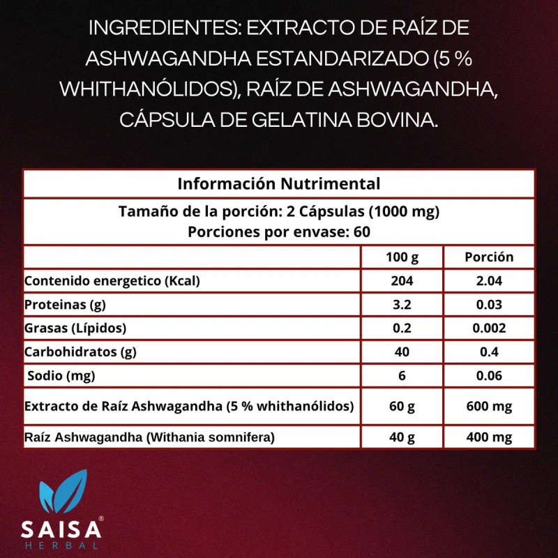 Ksm 240 Cápsulas Antiestrés Natural Reduce Cortisol Suplemento Saisa Herbal