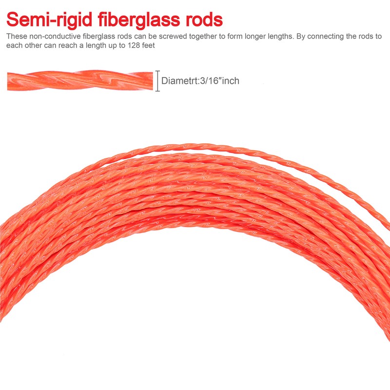 128 Feet Fish Tape Wire Puller Through Wall Wire Threader