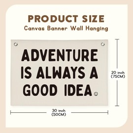 XYDEG Nursery Decor, Boys Room Decoration Adventure Is Always A Good Idea Motivational Banner for Playroom, Nursery Hanging Linen Banner Wall Canvas Flag, Toddler Teen Room Dorm Decor 30x20