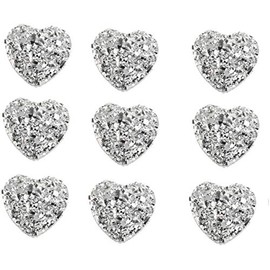 40 x Heart Shaped Silver Gems 12mm Flat Back Resin Embellishments for Crafts