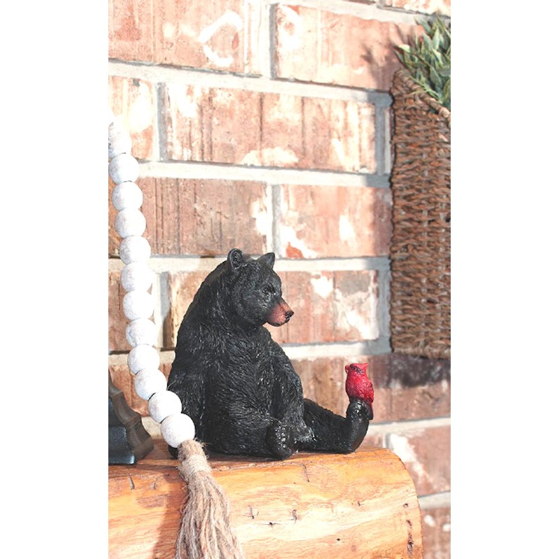 The Bridge Collection Black Bear and Cardinal Friend Figurine