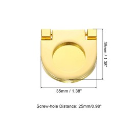 sourcing map 2Pcs Flush Pull Handle, 1.38 Inch Hidden Recessed Furniture Grip Cabinets Door Pull Ring Handles with Screws for Drawers Cupboard Dresser, Gold