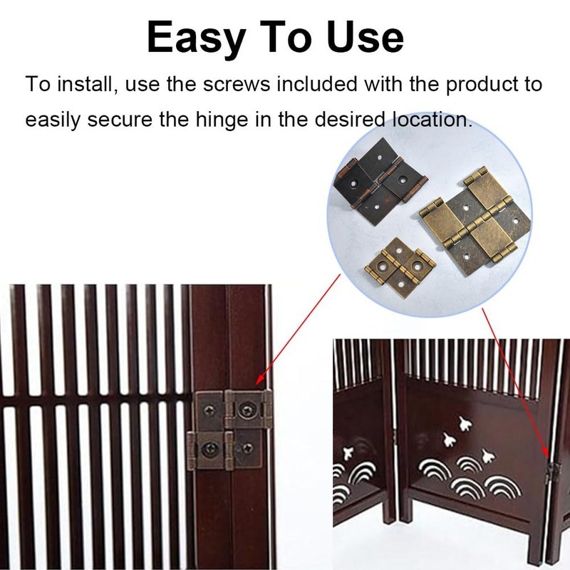 6Pcs Small Furniture Folding Screen Hinges, Folding Flap Hinges Retro