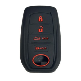Key Fob Cover for Highlander Corolla: 4 Buttons Silicone Remote Case Protector Fit for Toyota Prius Land Cruiser Tundra RAV4 Camry XSE SE Tacoma Grand Highlander HYQ14FBX 2314513041 2019 to 2024 Black