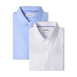 Demofair 2Pack Men's Dress Shirts Men Long Sleeve Stretch Wrinkle Free Button Down Shirts Business Casual Shirts Men