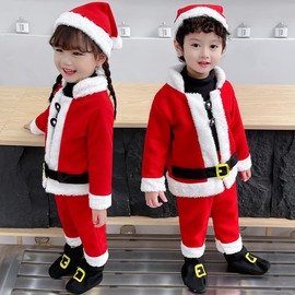Gyattei Santa Cosplay, Kids, Kids, Boys, Girls, Christmas, Santa Claus Costume, Top and Bottom 4 Piece Set (140)