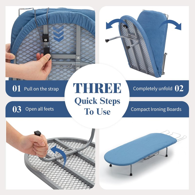 Metal Foldable Iron Board with Iron Holder, RAINHOL Small Ironing