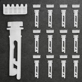 Tyqour 12 Pcs Vertical Blind Carrier Gear and Stem, White Vertical Blinds Replacement Parts Plastic Repair Kit for Headrail Carrier Stem Curtain Accessories