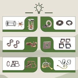 Puzzles Toys Brain Teaser Puzzles 12pcs Ring Puzzles Metal Wooden Puzzles Logic Lock for Adults Kids Toy Gift for Teens
