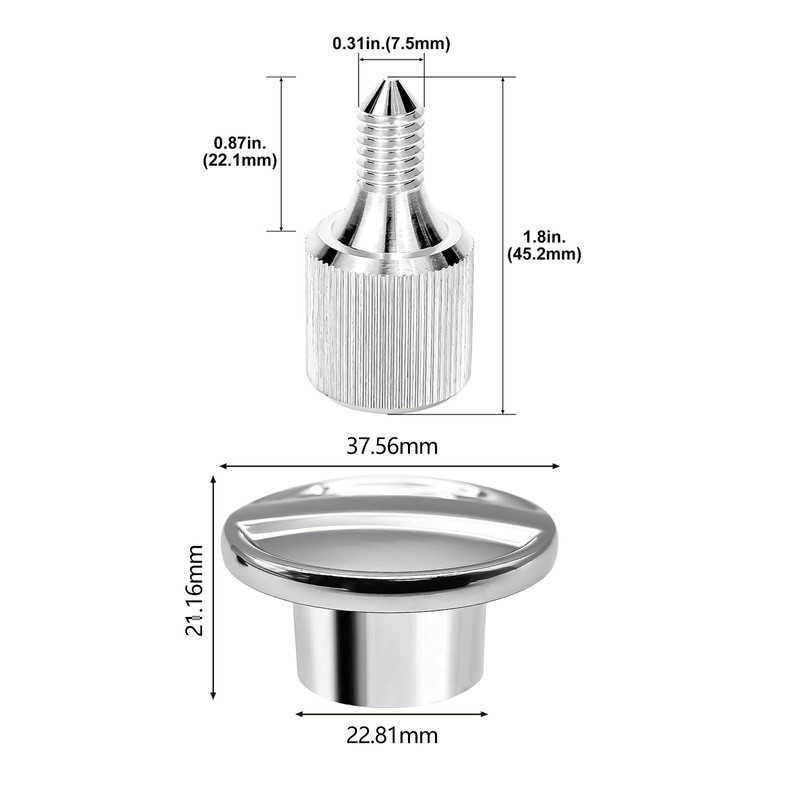 Nabenaufsatzkappe mit Edelstahl Befestigungsschraube für Kitchen Aid 4,5-5 Quart Tilt-Head