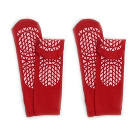 Secure Step Double-Sided Tread Non Slip Safety Socks, 2 Pair (Large, Red)