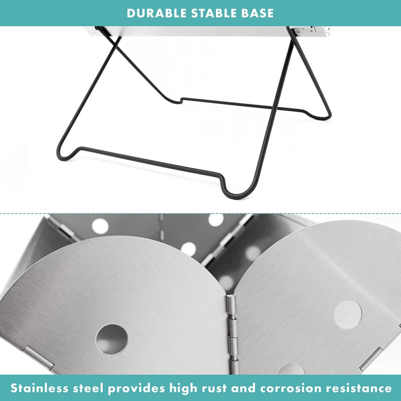 Vaygway Flatpack Portable Foldable Stainless Steel Grill and Fire Pit-