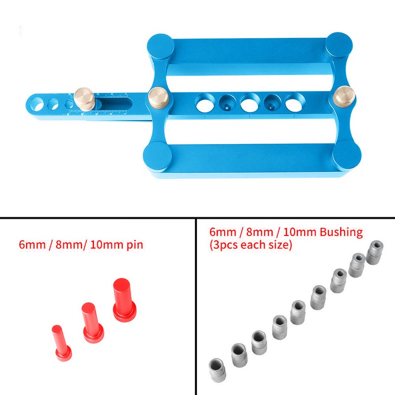 6/8/10mm Self Centering Doweling Jig Drilling Guide Kit Woodworking Positioner