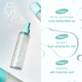 Espoir Fresh Setting Fixer | Makeup Fixing Spray with Hyaluronic Acid, Long-lasting & Lightweight Layering on the Skin, Moisturizing and Refreshing Finish, Vegan, Dermatologically Tested, 3.38 Fl Oz.