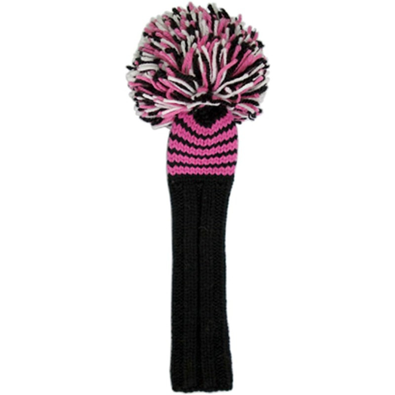 Jan Craig(ジャンクレイグ) ヘッドカバー ハンドメイド ヘッドカバー #5フェアウェイ用 Pink/Black/White 2017JCPBW5 サイズ:全長14インチ(POMは除く)、POM幅5インチ(横幅)