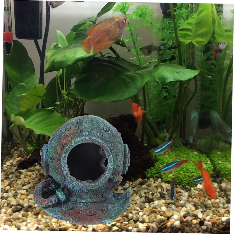 Sosoport Aquarium Accessories Fish Tank Hideout Cave Decor Diving Helmet