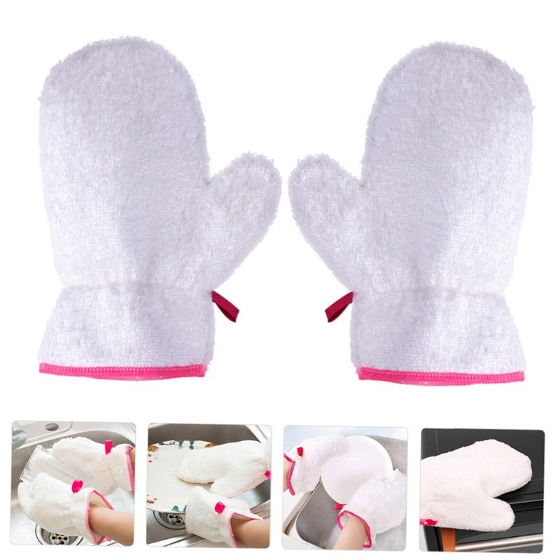 LALAFINA Fiber Material Non-Slip Kitchen Cleaning Gloves Lanyard White Cotton