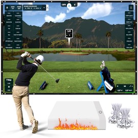 Fireproof Golf Simulator Impact Screen for Training – Professional 3D Air Mesh Golf Impact Screen, Ultra Clear Golf Simulators Screen for Home Golf Practice with Grommet Holes, 8 Size Options