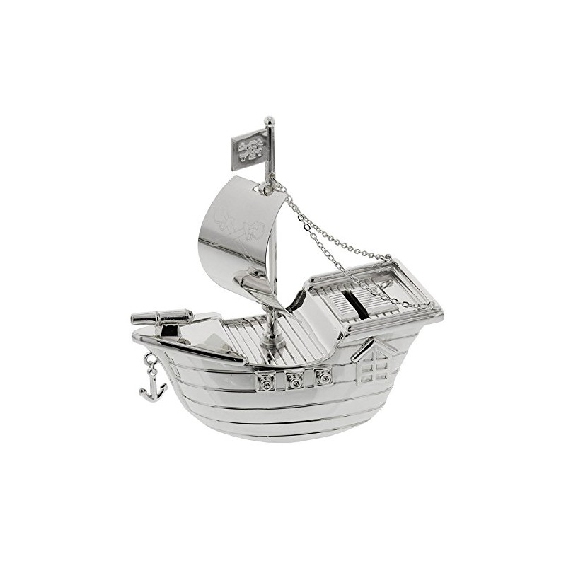 Christening Gifts. Silverplated Pirate Ship Money Box