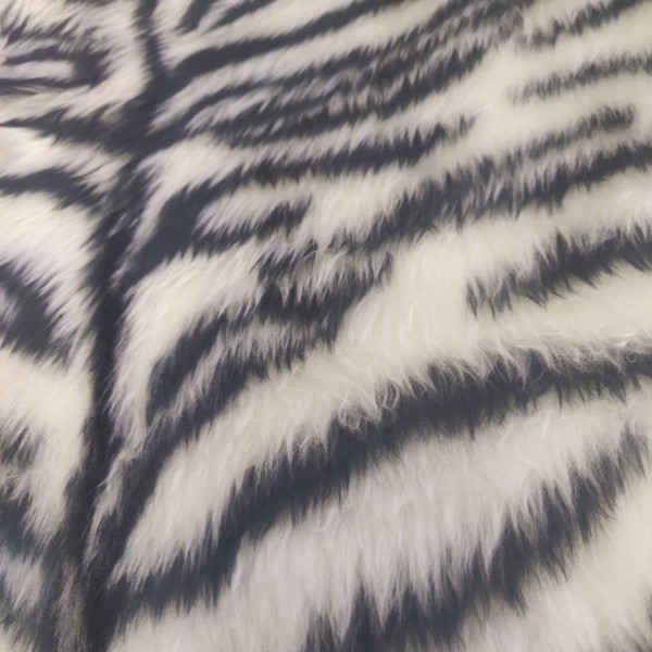 Design Fun Faux Fur Fabric Material - White Tiger, 1Mtr
