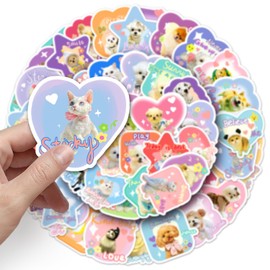 Cute Pet Stickers for Laptop (50 PCS),Gift for Children Teens Adults Girl Boys,Waterproof Stickers for Water Bottle,Dogs and Cats Vinyl Stickers for Scrapbook,Skateboard,Bike,Phone,Dairy