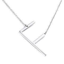 OAKKY Women Stainless Steel Large Initial Big Letter Necklace Alphabet 26 from A-Z Script Name Monogram Pendant Best Friends Silver F