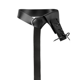 HAQUIL Medieval, Viking Faux Leather O-ring Belt and Sword Frog, Renaissance Black Belt and Sword Holder, Hoslter for LARP Cosplay & Costumes, Black, Free size