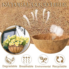 XXFBJNMD 6 Pack 12 Inch Coco Liners Replacement, Round Hanging Basket Liners 100% Natural Coconut Coir Liners for Hanging Basket Planters Flowers Vegetables