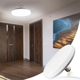 NCBCNB E27 UFO Garage Light Bulbs 260W Equivalent Efficient 40W 7Inch 3000LM, LED Light Bulbs, 6500K Daylight White Light E27/26 Standard Base, 50000 Hours Lifespan for Hallway Bedroom Home Garage