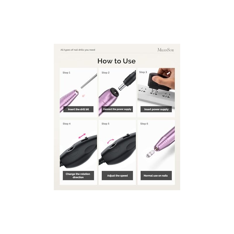 MelodySusie Portable Electric Nail Drill - Professional Nail File Kit