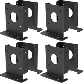 8 pcs Adjustable Wood Fence Pergola Post Base Brackets Fit 4x4 Post, Heavy Duty Black Post Anchor Base Brackets Support for Deck Railing Mailbox, Pergola Brackets Kit