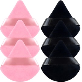 6PCS Triangle Powder Puff,Face Soft Powder Puffs Makeup Sponge Setting Powder Dry and Wet Makeup Setting Puff Make up Beauty Tool,Used for Loose Powder Foundation Make-up and Cosmetics(Pink and Black)