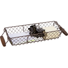 Trademark Innovations 12.2" Vintage Rectangle Wire Basket with Wood Handles