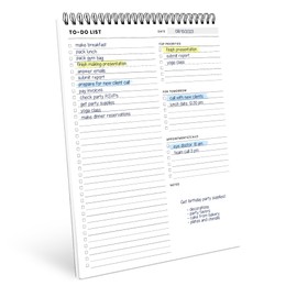 Of a Happy Kind To Do List Spiral Notepad 8.5x11 52 Sheets - Multiple Functional Sections - Daily Planner Notebook - Task Todo Checklist, Agenda Note Pad for Work