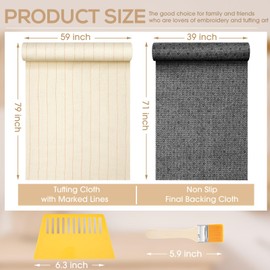 6 Pcs 79'' x 59" Large Tufting Cloth for Rugs and 71'' x 39" Non Slip Final Backing Tufting Cloth with Marked Lines Primary Tufting Cloth Rug Tufting Kit for Tufting Gun Punch Needle DIY Rug