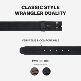 Wrangler Men's Leather Belt without Buckle, 38mm Casual Wait Belt Strap for Jeans, Gift for Men