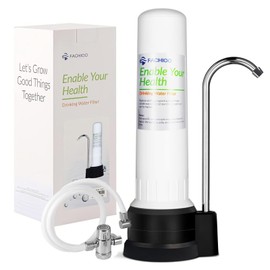 FACHIOO Countertop Water Filter, Drinking Water Filtration System for Faucet for 8000 Gallons, Reduces Heavy Metals, Bad Odors and 99% of Chlorine, White (1 Ceramic Filter Included)