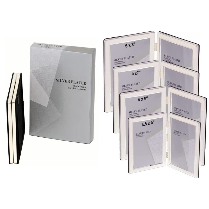 6 x 8-inch Silver Flat Edge DOUBLE PORTRAIT Photo Frames