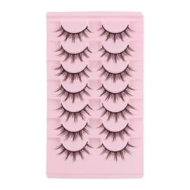 Oreola Manga Lashes Natural Look Wispy Spiky Lashes 7 Pairs Asian 3D False Eyelashes, Crossed Anime Eyelashes Look Like Individual Eyelashes Cluster