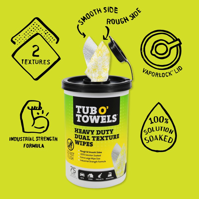 Tub O’ Towels TW75 Heavy-Duty 10" x 12" Size Multi-Surface