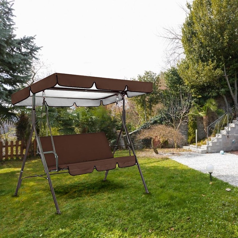 Outdoor Terrace 3 Seat Swing Seat Waterproof Cover Swing Top
