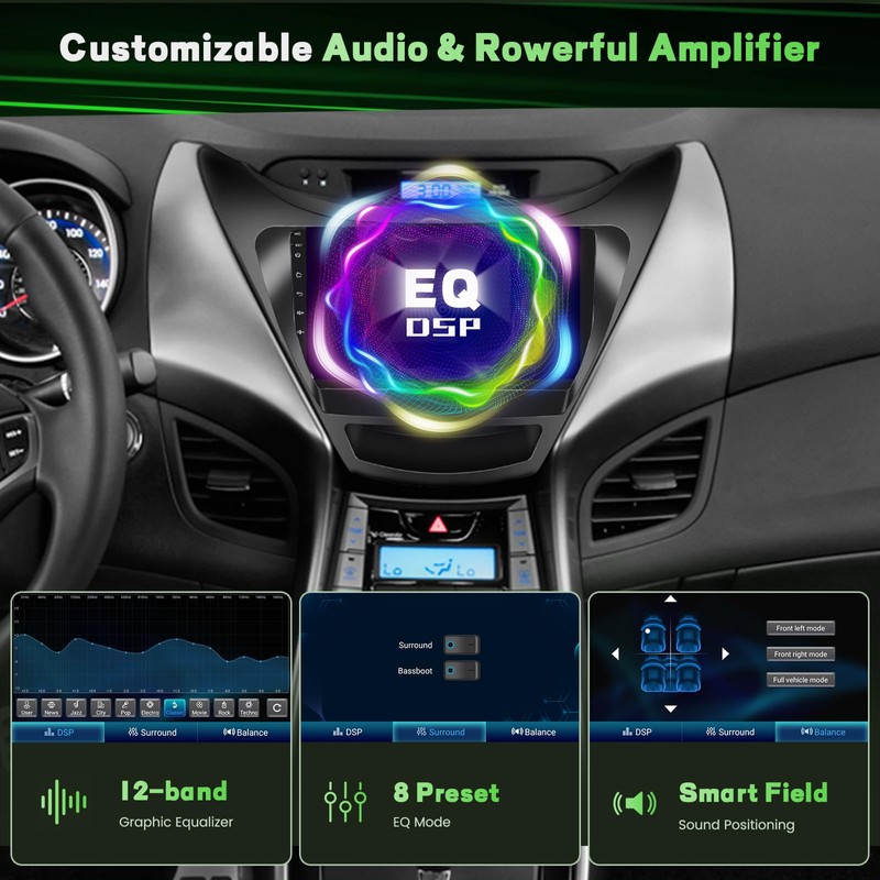 Fuluku for Hyundai Elantra 2011-2013【2+64GB】 Android Car Stereo 9" Touch