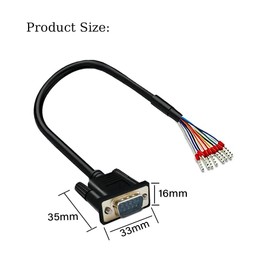 Willwewon 5Ft 1.5m 26AWG DB9 Male RS232 9 Pin Serial Extension Cable, RS232 D-SUB DB9 Serial to 9 Bare Wire Breakout Board Connector