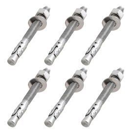LIONMAX Stainless Steel Concrete Anchor Bolts 3/8" x 3-3/4 Inch, 6-Pack Wedge Anchors for Concrete Cement Wall Base Bracket, Rust and Corrosion Resistant