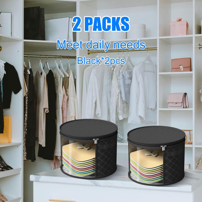 Veki 2pack Clear Hat Organizer for Closet, Hat Boxes for